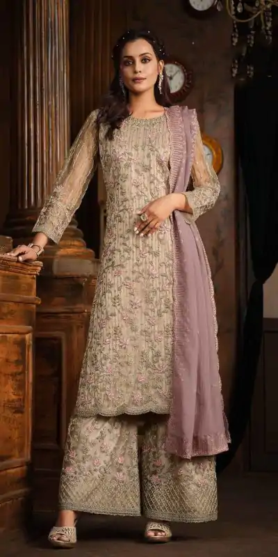 FC 5391 Grey Color Net With Coding Sequence Work Salwar Suit Casual, Wedding, Party, Festive, Events Etc.4-6 Working Days@ 2699/-only | Casual Suits, Jump Suits, Creative suits, Designer Suits, Palazzo Suits, Party Wear Suits, Patiala Suits, Salwar suit, Straight Suits