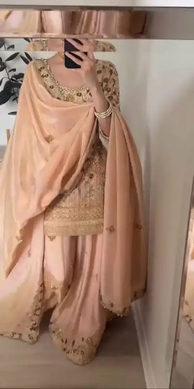 ZSR 3112 Peach Color Jalpari Cotton With Embroidery Sequence Salwar Suit Casual, Wedding, Party, Festive, Events Etc.4-6 Working Days@ 2099/-only | Casual Suits, Jump Suits, Creative suits, Designer Suits, Palazzo Suits, Party Wear Suits, Patiala Suits, Salwar suit, Straight Suits