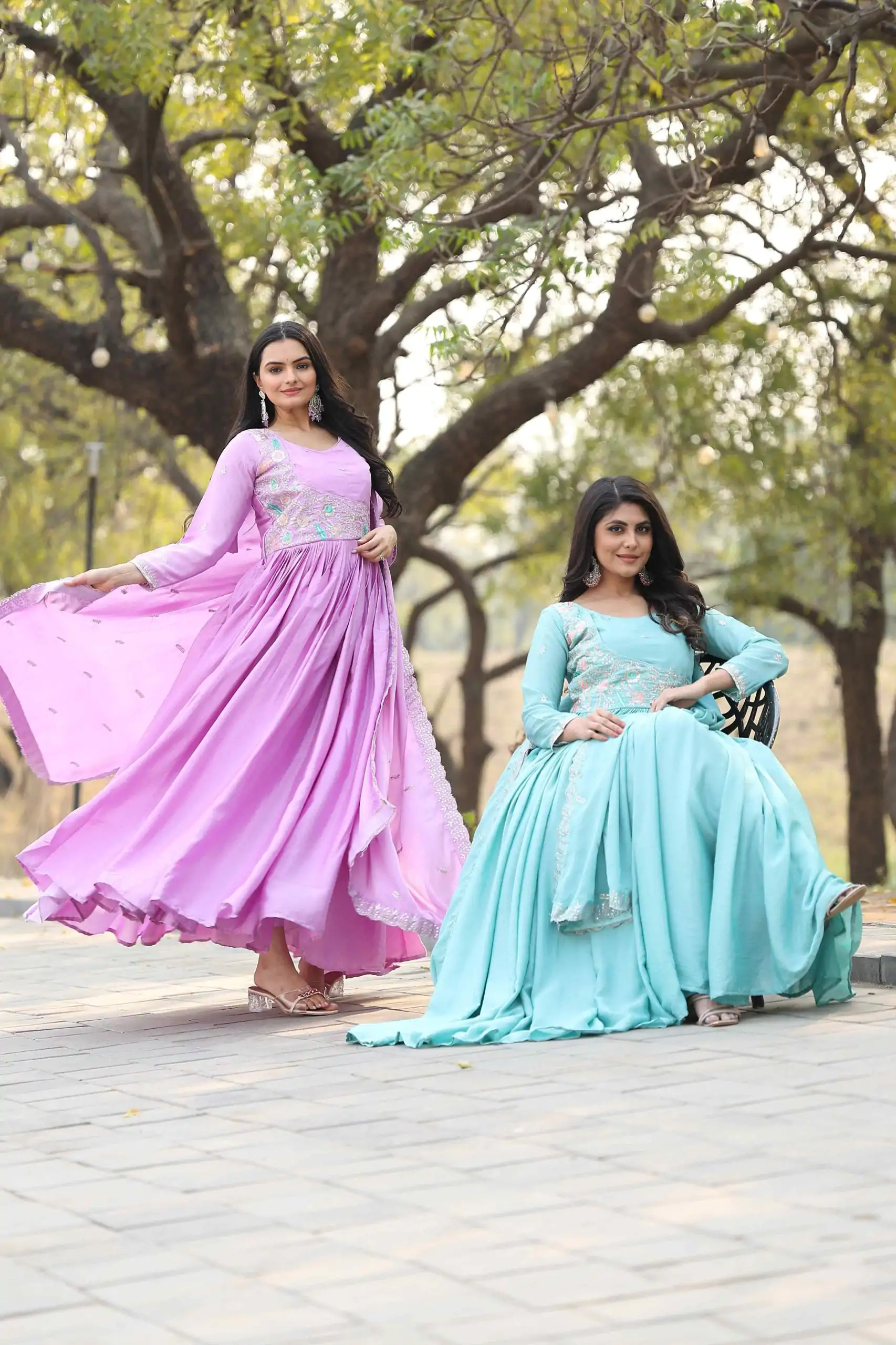 Ram 093 Rama Color Chinon Sequence With Thread Work Gown Casual, Wedding, Party, Festive, Events Etc.4-6 Working Days@ 2049/-only | Bollywood Gowns, Creative Gowns, Designer Gowns, Embroidered Gowns, Gowns, Party Wear Gowns