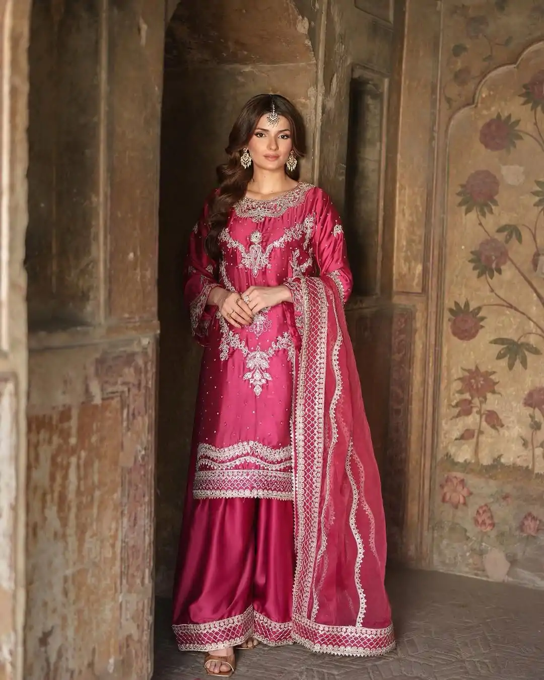 SRK 5251 Rani Pink Color Chinnon Silk Sequence Work Salwar Suit Salwar Suit Casual, Wedding, Festive, Events . Expected Delivery  4-6 Working Days @2149/- | Casual Suits, Jump Suits, Creative suits, Designer Suits, Palazzo Suits, Party Wear Suits, Patiala Suits, Salwar suit, Straight Suits