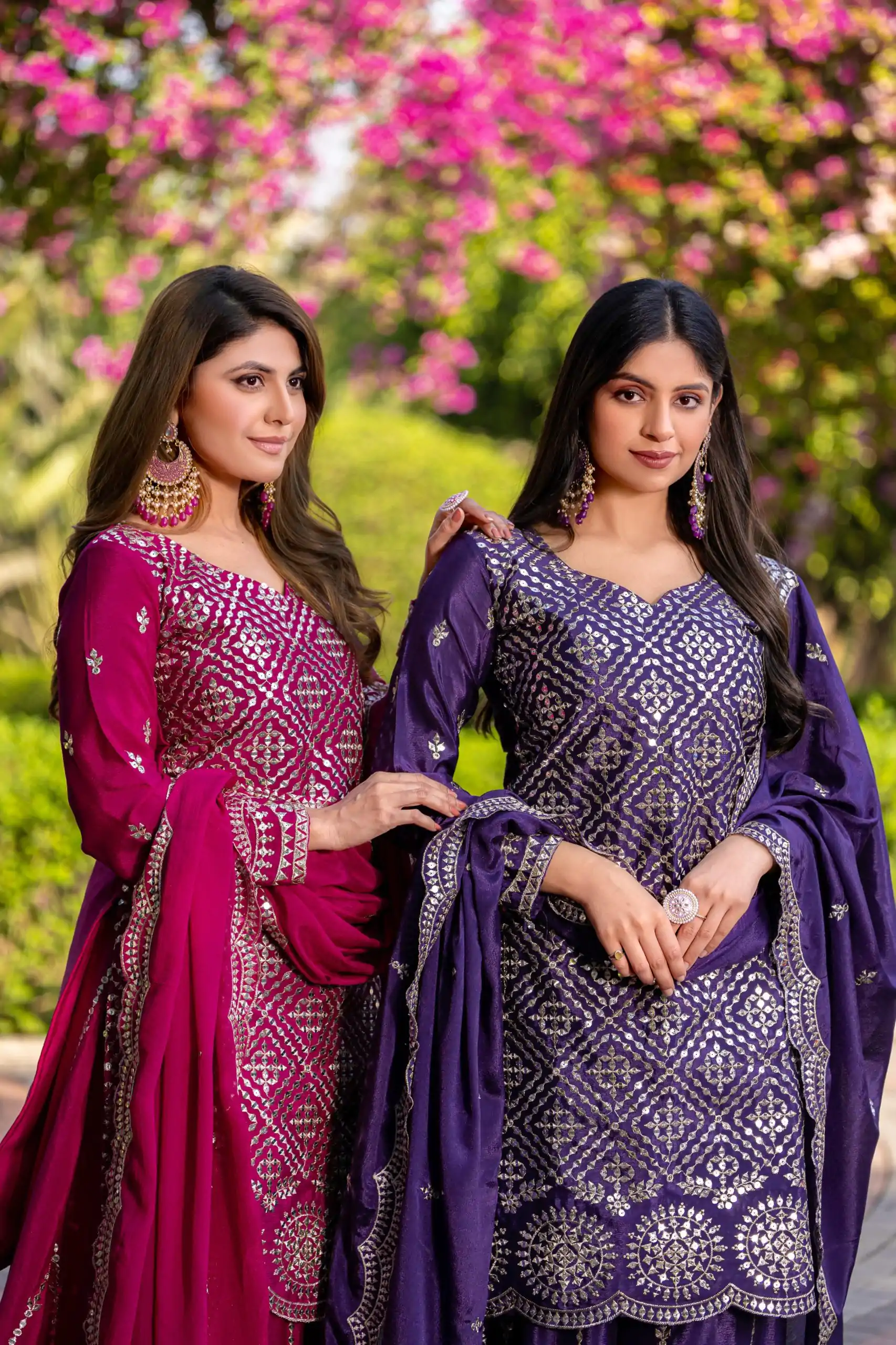 Ram 098 Rani Pink Color Chinon Thread Sequence Work Salwar Suit Casual, Wedding, Festive, Events . Expected Delivery  4-6 Working Days @2349/- only  | Casual Suits, Jump Suits, Creative suits, Designer Suits, Palazzo Suits, Party Wear Suits, Patiala Suits, Salwar suit, Straight Suits