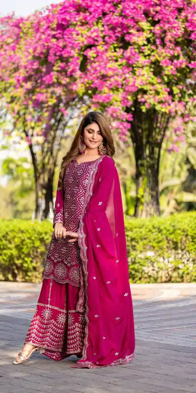 Ram 098 Rani Pink Color Chinon Thread Sequence Work Salwar Suit Casual, Wedding, Festive, Events . Expected Delivery  4-6 Working Days @2349/- only  | Casual Suits, Jump Suits, Creative suits, Designer Suits, Palazzo Suits, Party Wear Suits, Patiala Suits, Salwar suit, Straight Suits