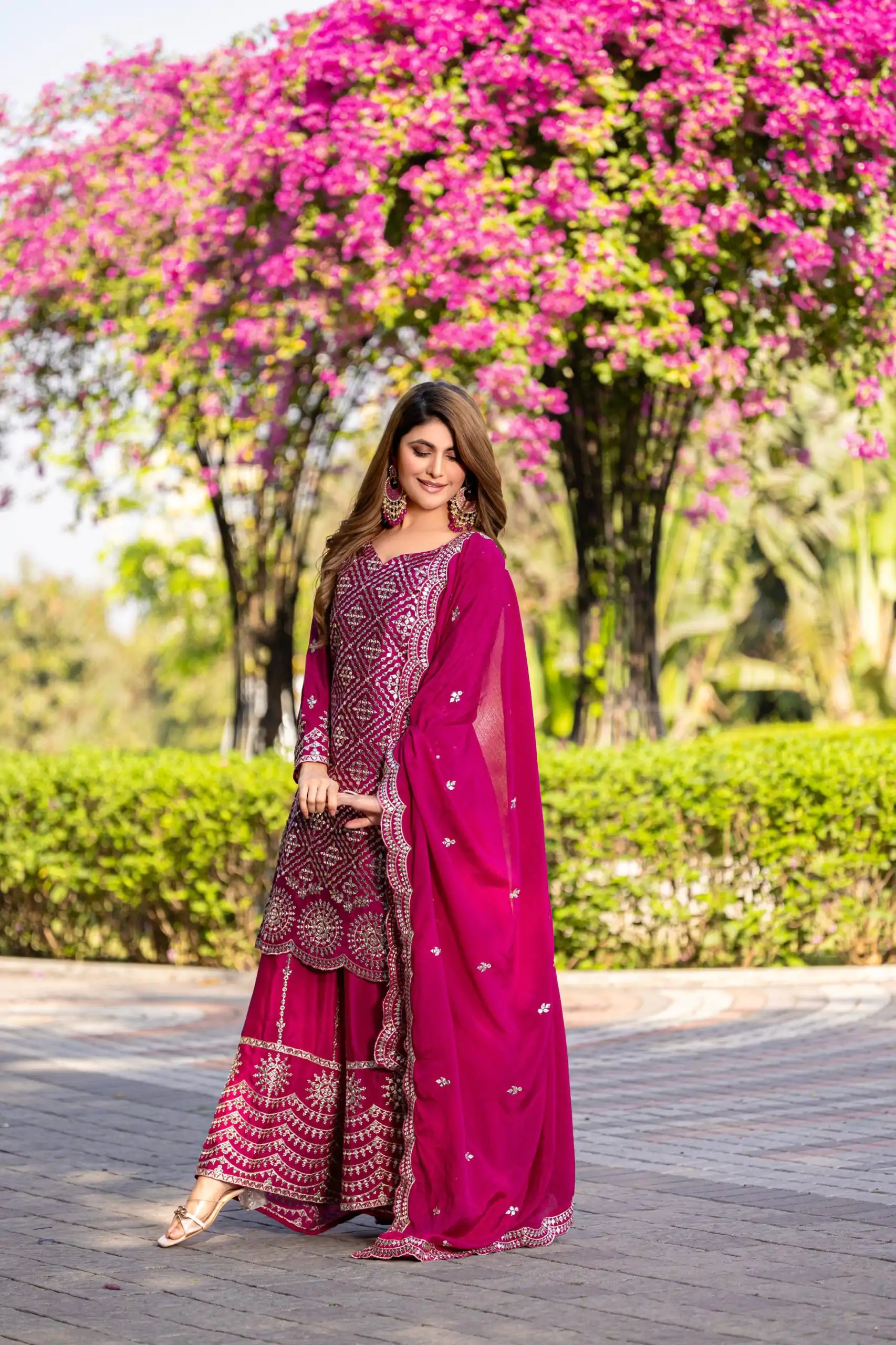 Ram 098 Rani Pink Color Chinon Thread Sequence Work Salwar Suit Casual, Wedding, Festive, Events . Expected Delivery  4-6 Working Days @2349/- only  | Casual Suits, Jump Suits, Creative suits, Designer Suits, Palazzo Suits, Party Wear Suits, Patiala Suits, Salwar suit, Straight Suits
