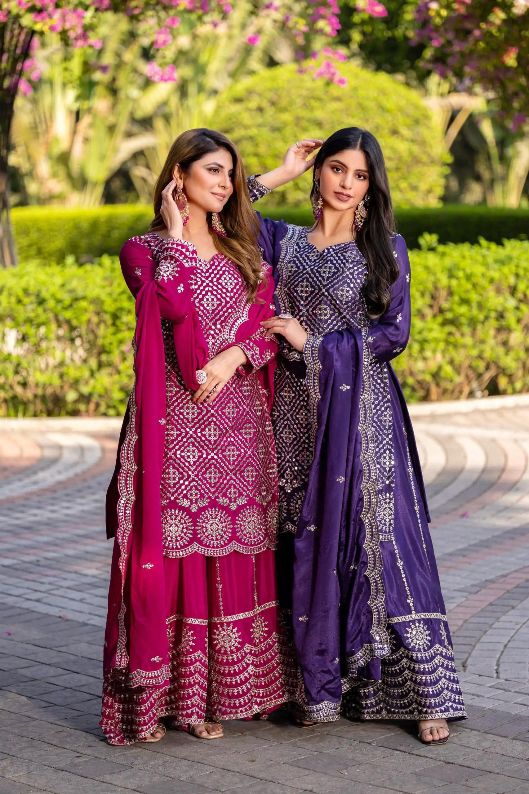 Ram 098 Rani Pink Color Chinon Thread Sequence Work Salwar Suit Casual, Wedding, Festive, Events . Expected Delivery  4-6 Working Days @2349/- only  | Casual Suits, Jump Suits, Creative suits, Designer Suits, Palazzo Suits, Party Wear Suits, Patiala Suits, Salwar suit, Straight Suits