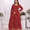 INLI Banno Swag Red Color Georgette Print With Lace Work Gown Casual, Wedding, Festive, Events . Expected Delivery  4-6 Working Days @1699/- only      | Bollywood Gowns, Creative Gowns, Designer Gowns, Embroidered Gowns, Gowns, Party Wear Gowns