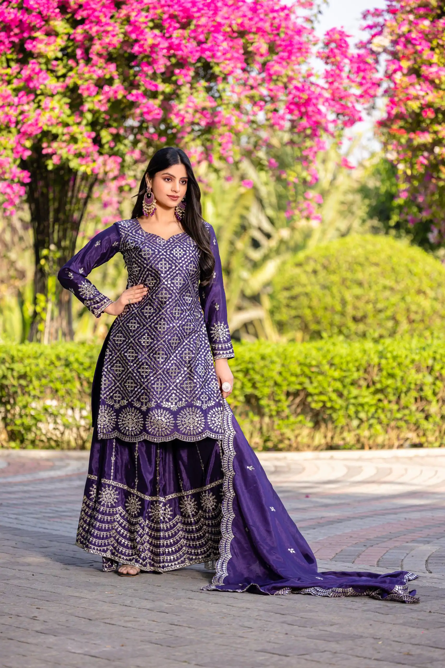 Ram 098 Royal Purple Color Chinon Thread Sequence Work Salwar Suit Casual, Wedding, Festive, Events . Expected Delivery  4-6 Working Days @2349/- only      | Casual Suits, Jump Suits, Creative suits, Designer Suits, Palazzo Suits, Party Wear Suits, Patiala Suits, Salwar suit, Straight Suits