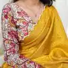 Dazzling Yellow Color Gadwall Chex Arce Work Saree
