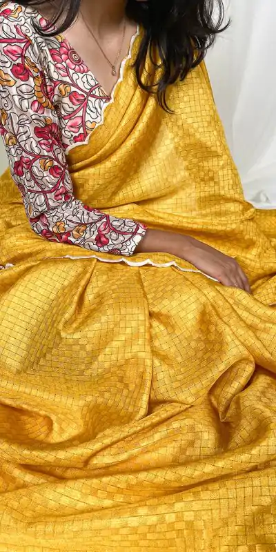 YNF 7706 Yellow Color Gadwall Chex Arce Work Saree Casual, Wedding, Festive, Events . Expected Delivery  4-6 Working Days @1549/- only                                                                                                                                           | Embroidered Sarees, Bollywood Sarees, Creative Sarees, Designer Sarees, Ethnic Saree, Modern Digital sarees, Party Wear Sarees, Sarees