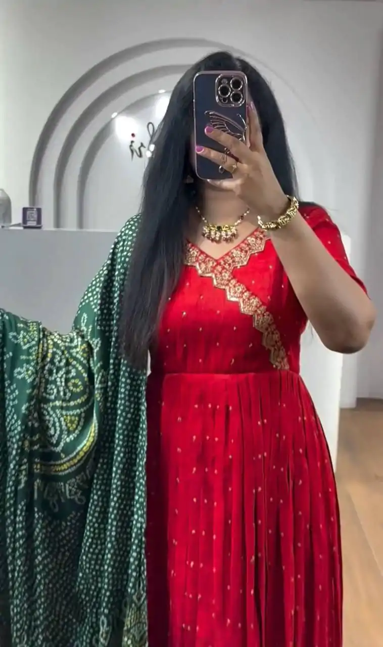 PC 407 Red Color Chinon Thread Sequence Work Gown Casual, Wedding, Party, Festive, Events Etc. Expected Delivery 4-6 Working Days @2049/- | Bollywood Gowns, Creative Gowns, Designer Gowns, Embroidered Gowns, Gowns, Party Wear Gowns