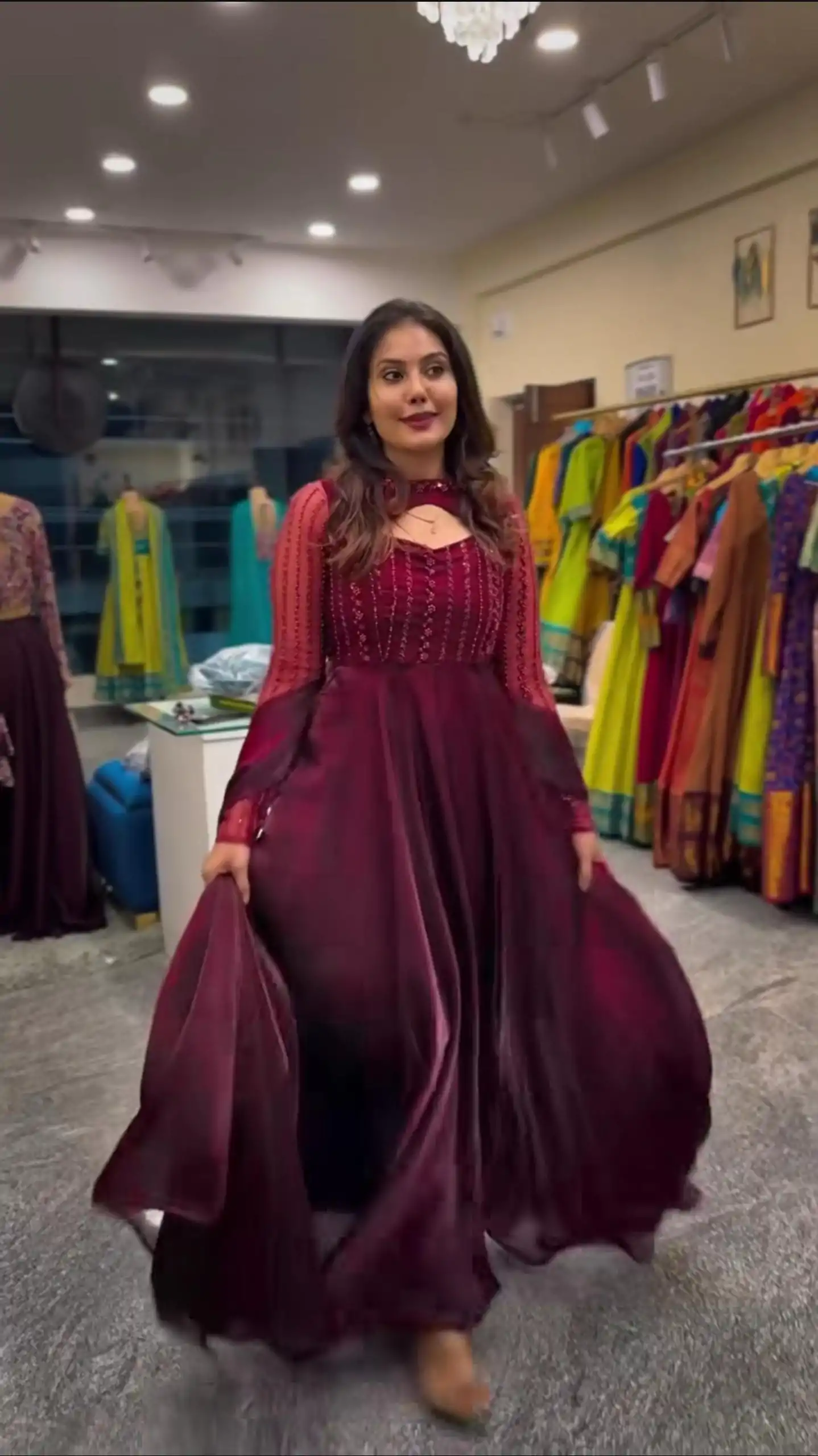 ND 5038 Red Color Jimmy Chu With Sequence Embroidery Work Gown Casual, Wedding, Party, Festive, Events Etc.4-6 Working Days@ 2099/-only | Bollywood Gowns, Creative Gowns, Designer Gowns, Embroidered Gowns, Gowns, Party Wear Gowns