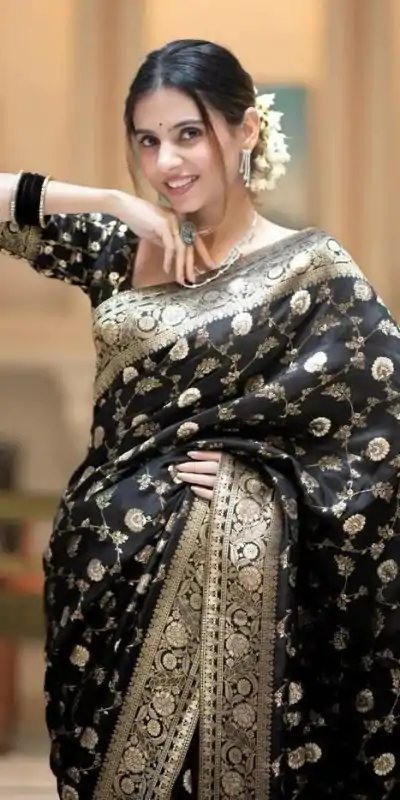 MS 483 Black Color Soft Litchi Silk Kubera Pattu Saree Casual, Wedding, Festive, Events . Expected Delivery  4-6 Working Days @1199/- only                                                                                                                                             | Embroidered Sarees, Bollywood Sarees, Creative Sarees, Designer Sarees, Ethnic Saree, Modern Digital sarees, Party Wear Sarees, Sarees