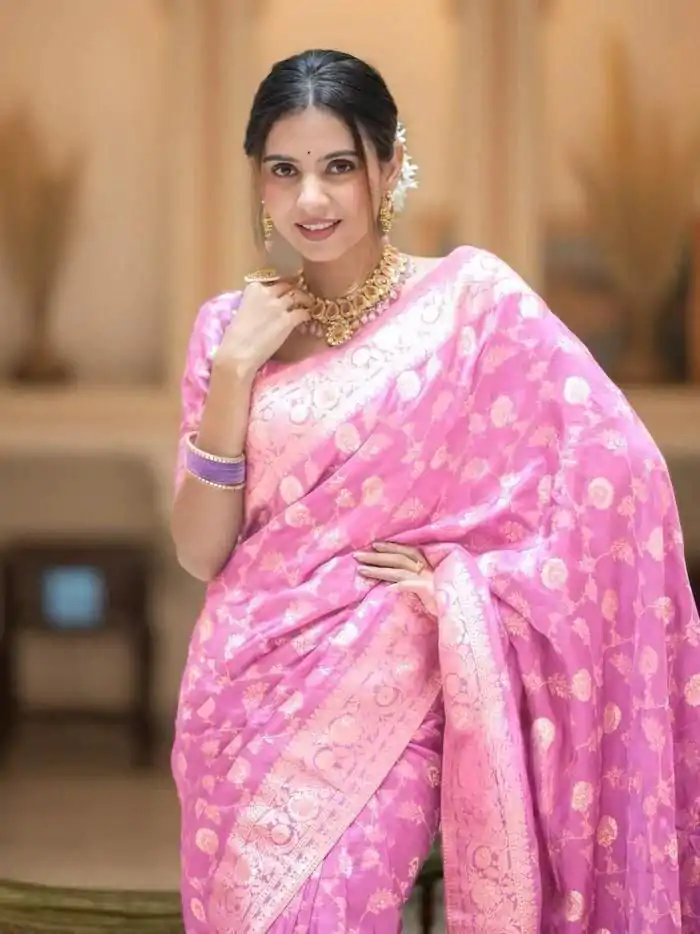 MS 483 Pink Color Soft Litchi Silk Kubera Pattu Saree Casual, Wedding, Festive, Events . Expected Delivery  4-6 Working Days @1199/- only                                                                                                                                             | Embroidered Sarees, Bollywood Sarees, Creative Sarees, Designer Sarees, Ethnic Saree, Modern Digital sarees, Party Wear Sarees, Sarees