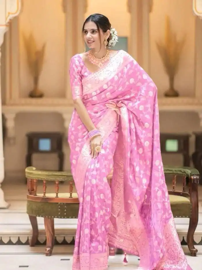 MS 483 Pink Color Soft Litchi Silk Kubera Pattu Saree Casual, Wedding, Festive, Events . Expected Delivery  4-6 Working Days @1199/- only                                                                                                                                             | Embroidered Sarees, Bollywood Sarees, Creative Sarees, Designer Sarees, Ethnic Saree, Modern Digital sarees, Party Wear Sarees, Sarees