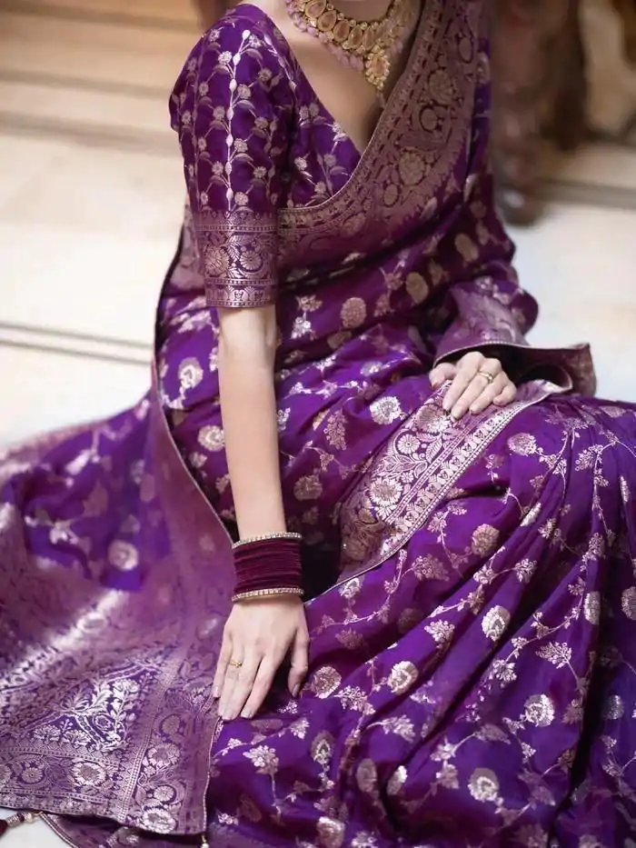 MS 483 Purple Color Soft Litchi Silk Kubera Pattu Saree Casual, Wedding, Festive, Events . Expected Delivery  4-6 Working Days @1199/- only                                                                                                                                             | Embroidered Sarees, Bollywood Sarees, Creative Sarees, Designer Sarees, Ethnic Saree, Modern Digital sarees, Party Wear Sarees, Sarees