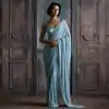 Fancy Sky Blue Color Georgette Khichdi Sequence Work Saree