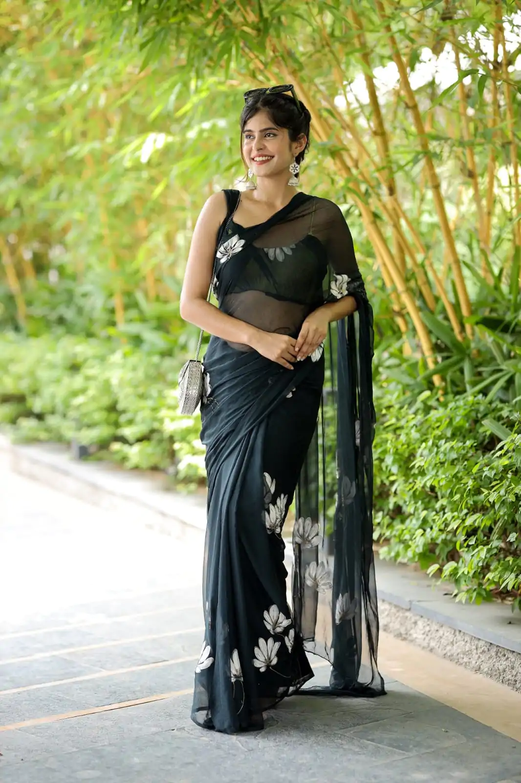 SC 411 Black Color Soft Georgette Silk All Over Saree Casual, Wedding, Festive, Events . Expected Delivery  4-6 Working Days @1599/- only                                                                                                                                           | Embroidered Sarees, Bollywood Sarees, Creative Sarees, Designer Sarees, Ethnic Saree, Modern Digital sarees, Party Wear Sarees, Sarees