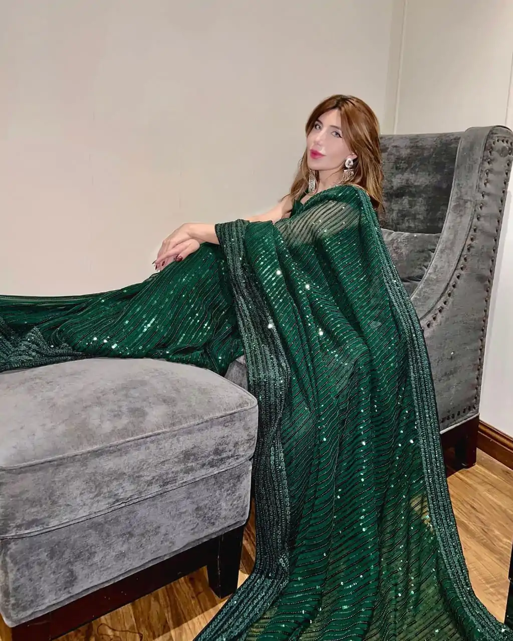 JR 620 Green Color Fox Georgette Embroidery Sequence Work Saree Casual, Wedding, Festive, Events . Expected Delivery  4-6 Working Days @1799/- only                                                                                                                                             | Embroidered Sarees, Bollywood Sarees, Creative Sarees, Designer Sarees, Ethnic Saree, Modern Digital sarees, Party Wear Sarees, Sarees