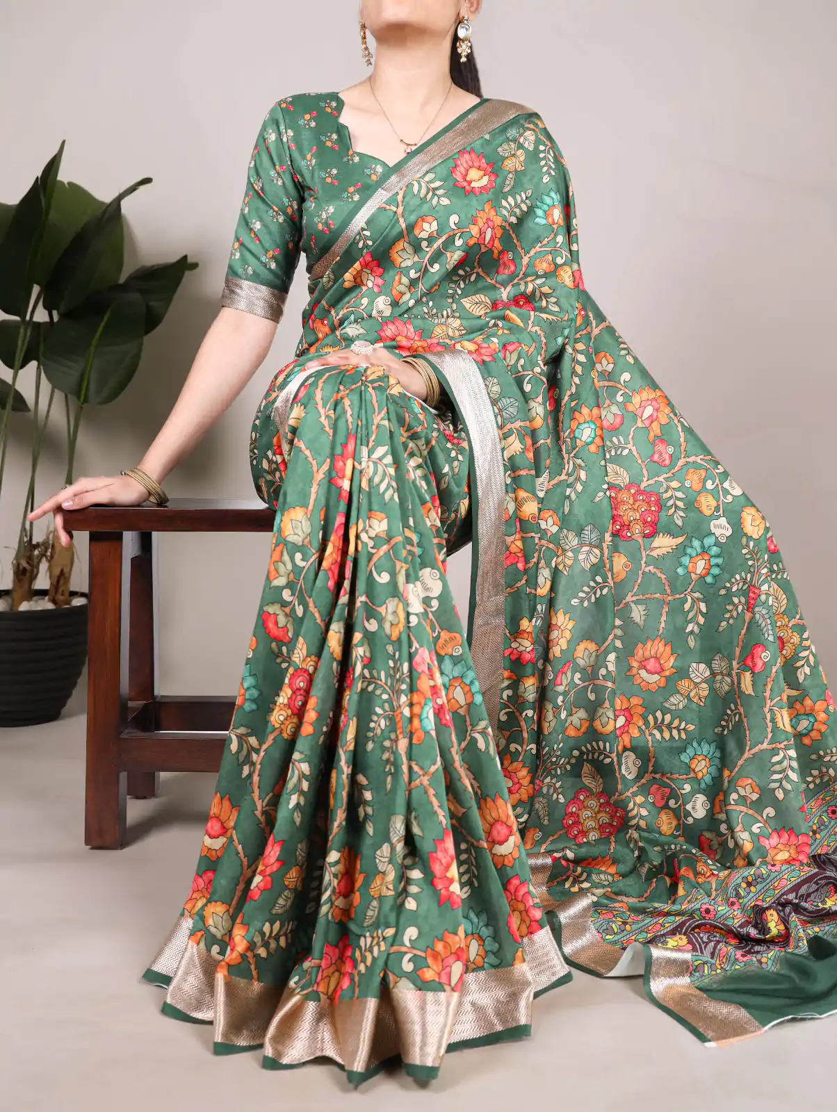 YNF 7019 Green Color Tushar Silk With Viscose Border Printed Saree Casual, Wedding, Festive, Events . Expected Delivery  4-6 Working Days @1699/- only                                                                                                                                           | Embroidered Sarees, Bollywood Sarees, Creative Sarees, Designer Sarees, Ethnic Saree, Modern Digital sarees, Party Wear Sarees, Sarees