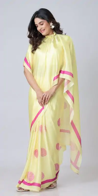 ST 1102B Lemon Yellow Color Japan Satin Digital Print Work Saree Casual, Wedding, Festive, Events . Expected Delivery  4-6 Working Days @1849/- only      | Embroidered Sarees, Bollywood Sarees, Creative Sarees, Designer Sarees, Ethnic Saree, Modern Digital sarees, Party Wear Sarees, Sarees
