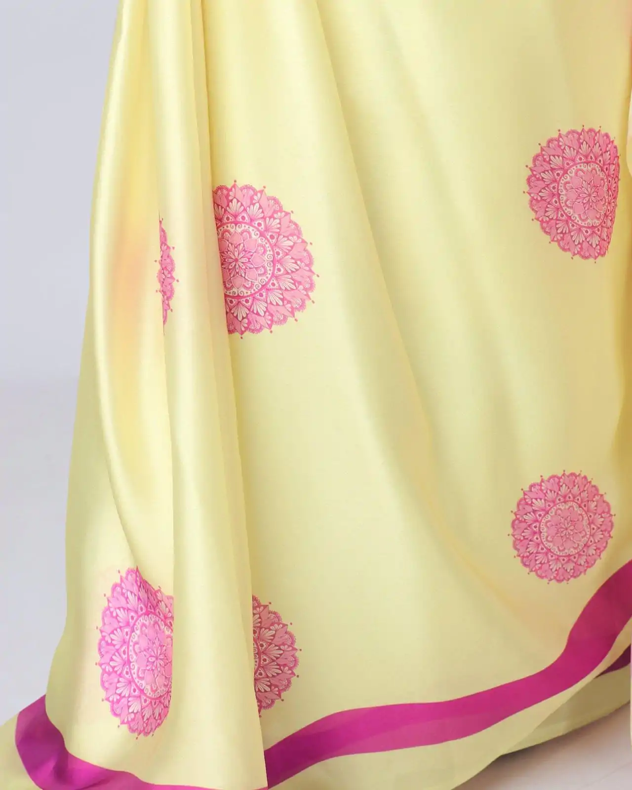 ST 1102B Lemon Yellow Color Japan Satin Digital Print Work Saree Casual, Wedding, Festive, Events . Expected Delivery  4-6 Working Days @1849/- only      | Embroidered Sarees, Bollywood Sarees, Creative Sarees, Designer Sarees, Ethnic Saree, Modern Digital sarees, Party Wear Sarees, Sarees
