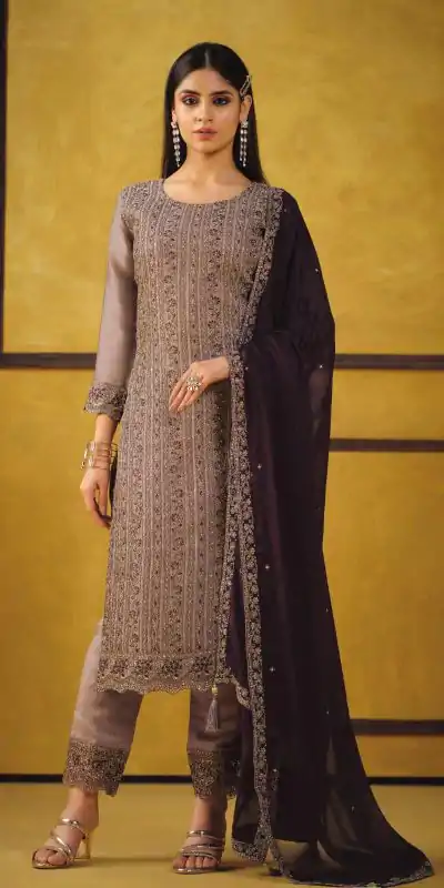 FC 5421 Light Brown Color Rangoli Coding Sequence Work Salwar Suit Casual, Wedding, Party, Festive, Events Etc.4-6 Working Days@ 2749/-only | Casual Suits, Jump Suits, Creative suits, Designer Suits, Palazzo Suits, Party Wear Suits, Patiala Suits, Salwar suit, Straight Suits