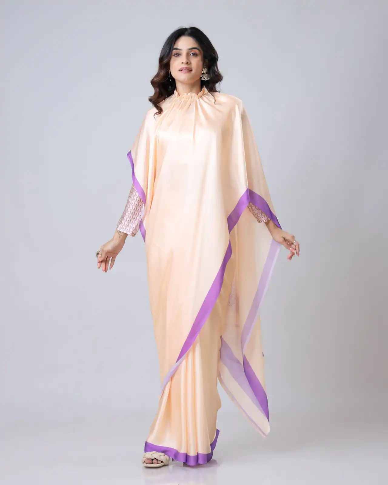 ST 1102B Light Peach Color Japan Satin Digital Print Work Saree Casual, Wedding, Festive, Events . Expected Delivery  4-6 Working Days @1849/- only      | Embroidered Sarees, Bollywood Sarees, Creative Sarees, Designer Sarees, Ethnic Saree, Modern Digital sarees, Party Wear Sarees, Sarees