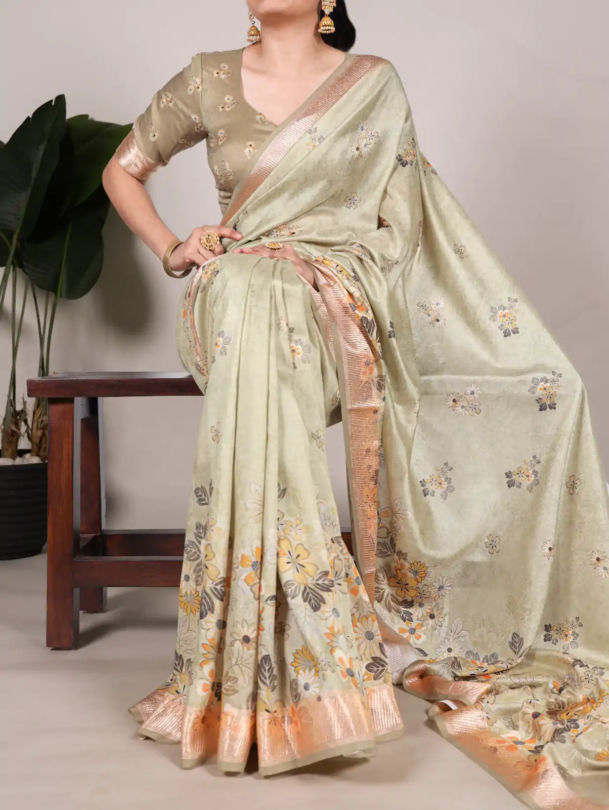 YNF 7019 Light Pista Color Tushar Silk With Viscose Border Printed Saree Casual, Wedding, Festive, Events . Expected Delivery  4-6 Working Days @1699/- only                                                                                                                                           | Embroidered Sarees, Bollywood Sarees, Creative Sarees, Designer Sarees, Ethnic Saree, Modern Digital sarees, Party Wear Sarees, Sarees