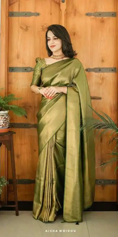 KP 4074 Mehndi Color Lichi Silk Jacquard Work On All Over Saree Casual, Wedding, Festive, Events . Expected Delivery  4-6 Working Days @1399/- only                                                                                                                                           | Embroidered Sarees, Bollywood Sarees, Creative Sarees, Designer Sarees, Ethnic Saree, Modern Digital sarees, Party Wear Sarees, Sarees