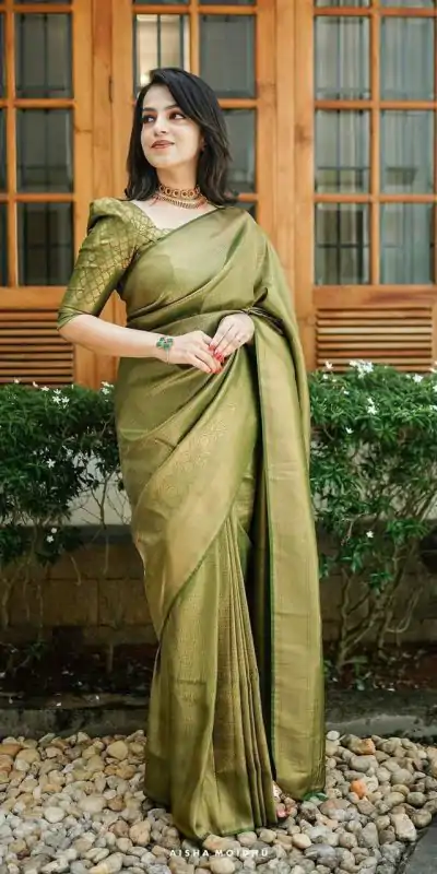 KP 4074 Mehndi Color Lichi Silk Jacquard Work On All Over Saree Casual, Wedding, Festive, Events . Expected Delivery  4-6 Working Days @1399/- only                                                                                                                                           | Embroidered Sarees, Bollywood Sarees, Creative Sarees, Designer Sarees, Ethnic Saree, Modern Digital sarees, Party Wear Sarees, Sarees