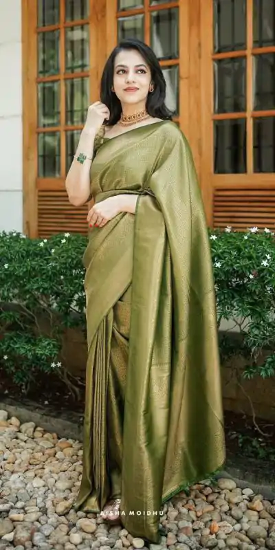 KP 4074 Mehndi Color Lichi Silk Jacquard Work On All Over Saree Casual, Wedding, Festive, Events . Expected Delivery  4-6 Working Days @1399/- only                                                                                                                                           | Embroidered Sarees, Bollywood Sarees, Creative Sarees, Designer Sarees, Ethnic Saree, Modern Digital sarees, Party Wear Sarees, Sarees