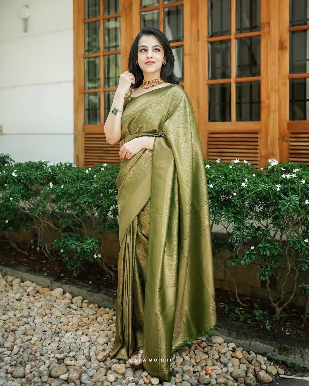 KP 4074 Mehndi Color Lichi Silk Jacquard Work On All Over Saree Casual, Wedding, Festive, Events . Expected Delivery  4-6 Working Days @1399/- only                                                                                                                                           | Embroidered Sarees, Bollywood Sarees, Creative Sarees, Designer Sarees, Ethnic Saree, Modern Digital sarees, Party Wear Sarees, Sarees