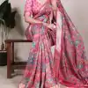 YNF 7019 Pink Color Tushar Silk With Viscose Border Printed Saree Casual, Wedding, Festive, Events . Expected Delivery  4-6 Working Days @1699/- only                                                                                                                                           | Embroidered Sarees, Bollywood Sarees, Creative Sarees, Designer Sarees, Ethnic Saree, Modern Digital sarees, Party Wear Sarees, Sarees