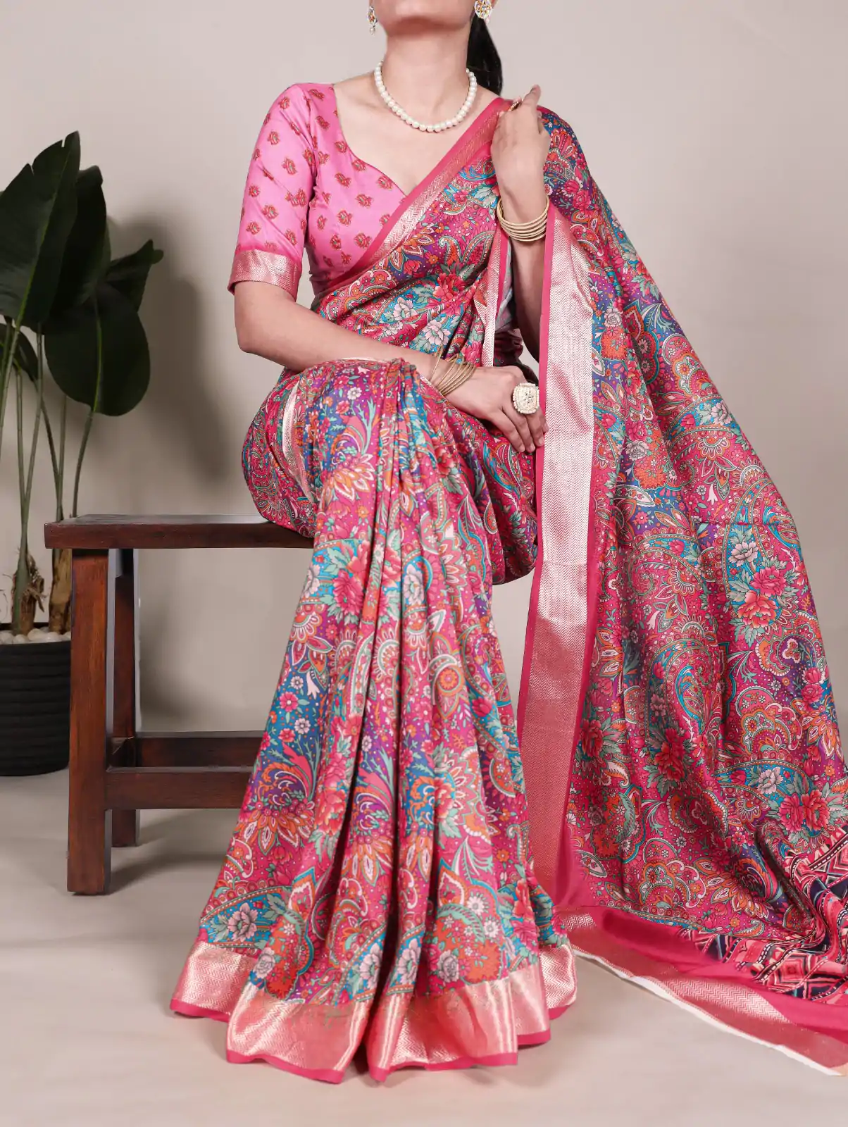 YNF 7019 Pink Color Tushar Silk With Viscose Border Printed Saree Casual, Wedding, Festive, Events . Expected Delivery  4-6 Working Days @1699/- only                                                                                                                                           | Embroidered Sarees, Bollywood Sarees, Creative Sarees, Designer Sarees, Ethnic Saree, Modern Digital sarees, Party Wear Sarees, Sarees