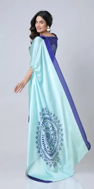 ST 1102B Sky Blue Color Japan Satin Digital Print Work Saree Casual, Wedding, Festive, Events . Expected Delivery  4-6 Working Days @1849/- only      | Embroidered Sarees, Bollywood Sarees, Creative Sarees, Designer Sarees, Ethnic Saree, Modern Digital sarees, Party Wear Sarees, Sarees
