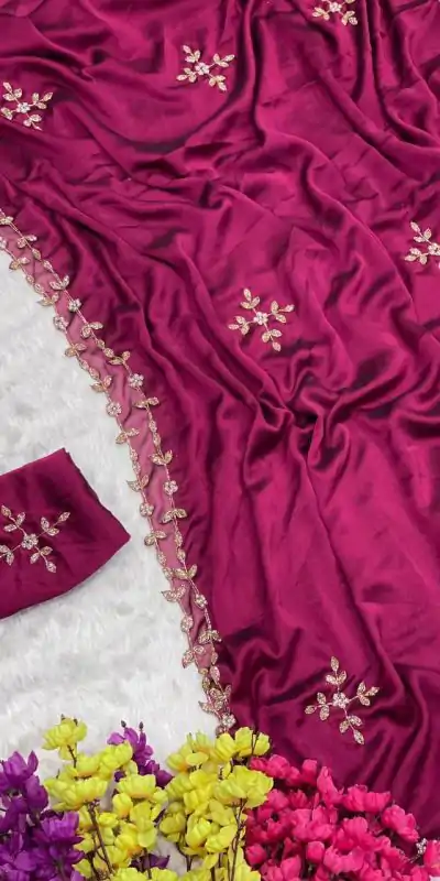  AC Resham Rani Pink Color Rangoli Silk Handwork Cutwork Pearl Saree Casual, Wedding, Festive, Events . Expected Delivery  4-6 Working Days @1999/- only                                                                                                                                             | Embroidered Sarees, Bollywood Sarees, Creative Sarees, Designer Sarees, Ethnic Saree, Modern Digital sarees, Party Wear Sarees, Sarees