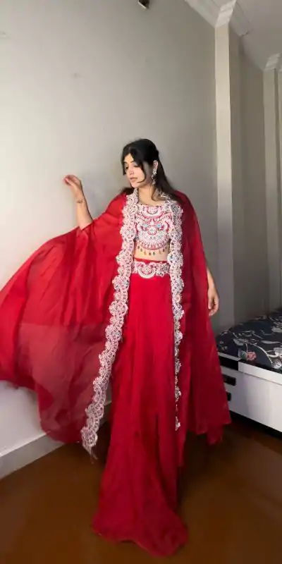 BE 338 Red Color Georgette Sequence Diamond Work Dhoti Suit Casual, Wedding, Festive, Events . Expected Delivery  4-6 Working Days @1999/- only      | Casual Suits, Jump Suits, Creative suits, Designer Suits, Palazzo Suits, Party Wear Suits, Patiala Suits, Salwar suit, Straight Suits