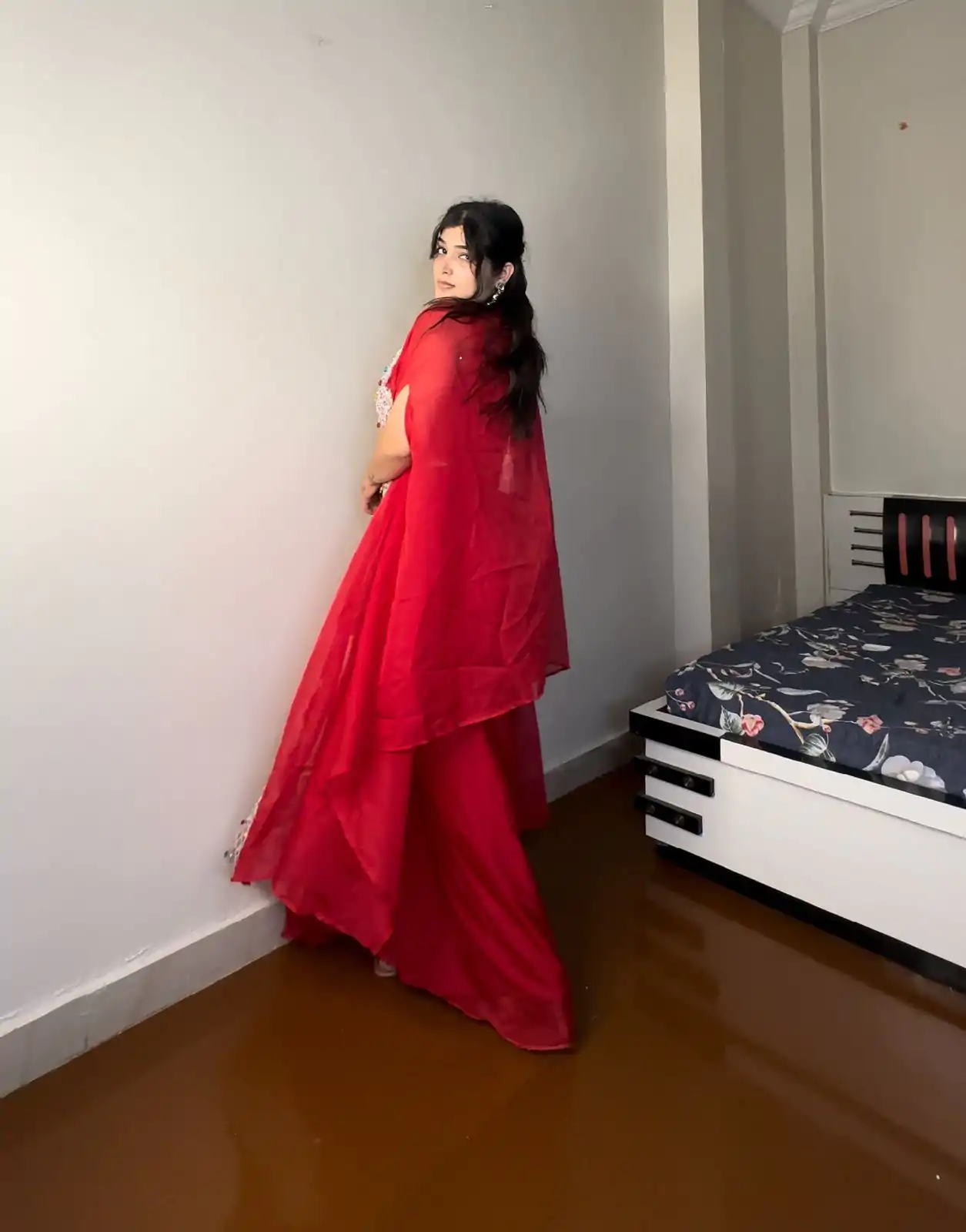 BE 338 Red Color Georgette Sequence Diamond Work Dhoti Suit Casual, Wedding, Festive, Events . Expected Delivery  4-6 Working Days @1999/- only      | Casual Suits, Jump Suits, Creative suits, Designer Suits, Palazzo Suits, Party Wear Suits, Patiala Suits, Salwar suit, Straight Suits