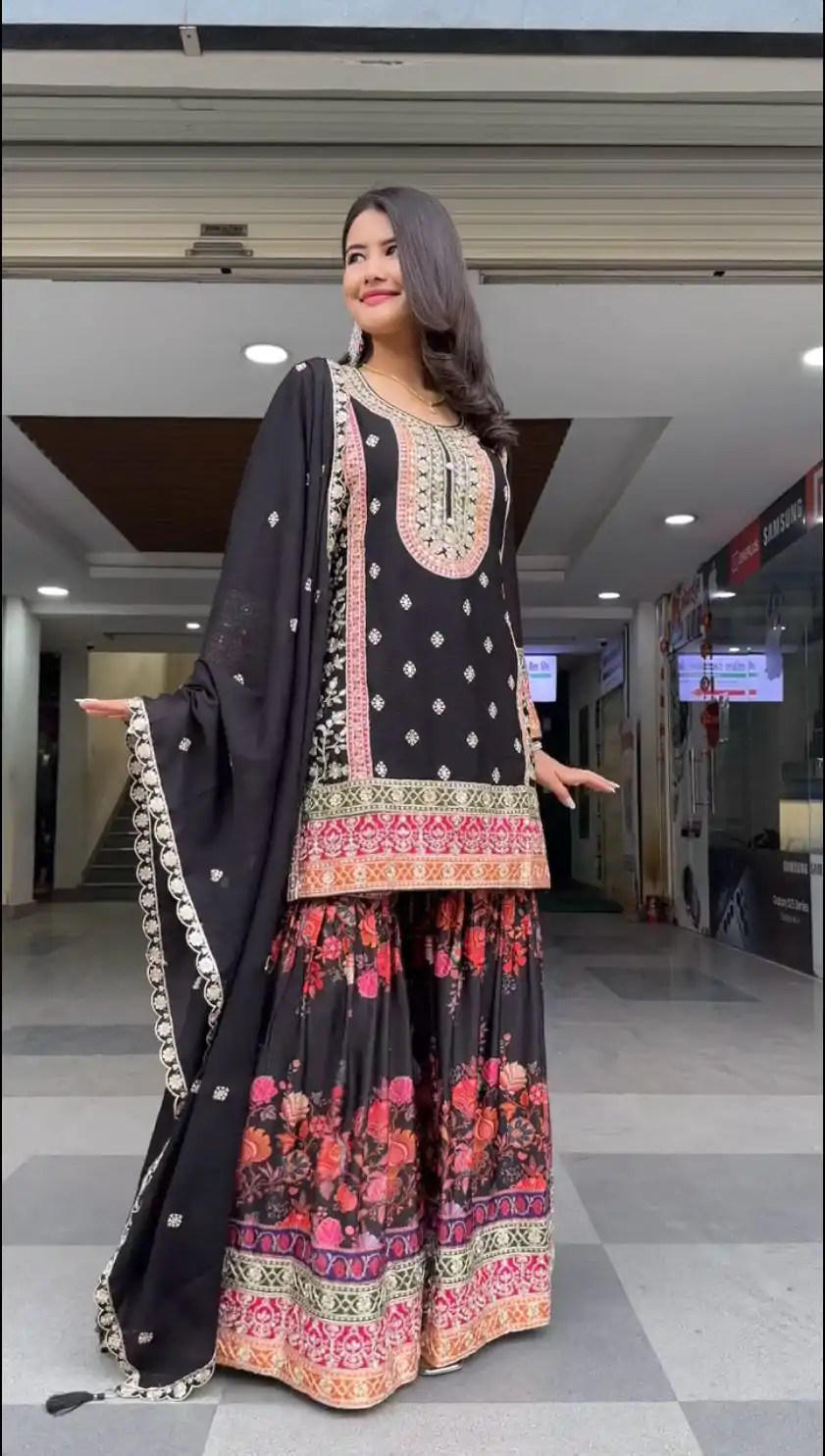 KF 1680 Black Color Georgette Sequences Work Salwar Suit Casual, Wedding, Festive, Events . Expected Delivery  4-6 Working Days @2199/- only      | Casual Suits, Jump Suits, Creative suits, Designer Suits, Palazzo Suits, Party Wear Suits, Patiala Suits, Salwar suit, Straight Suits