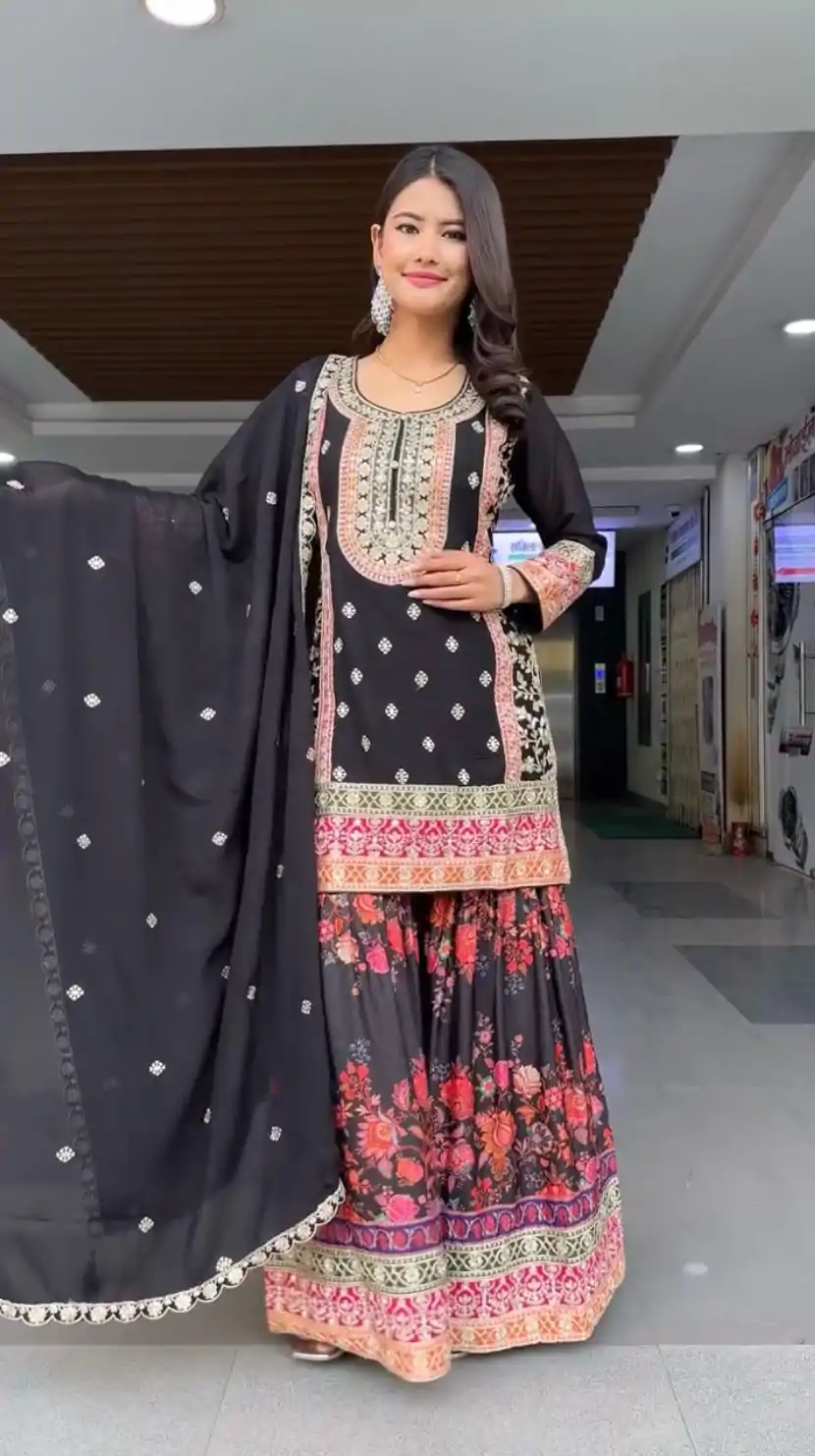 KF 1680 Black Color Georgette Sequences Work Salwar Suit Casual, Wedding, Festive, Events . Expected Delivery  4-6 Working Days @2199/- only      | Casual Suits, Jump Suits, Creative suits, Designer Suits, Palazzo Suits, Party Wear Suits, Patiala Suits, Salwar suit, Straight Suits