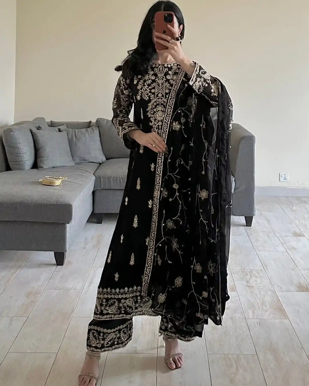 RTC 5853 Black Color Georgette thread with Sequence Salwar Suit Casual, Wedding, Festive, Events . Expected Delivery  4-6 Working Days @2299/- only      | Casual Suits, Jump Suits, Creative suits, Designer Suits, Palazzo Suits, Party Wear Suits, Patiala Suits, Salwar suit, Straight Suits