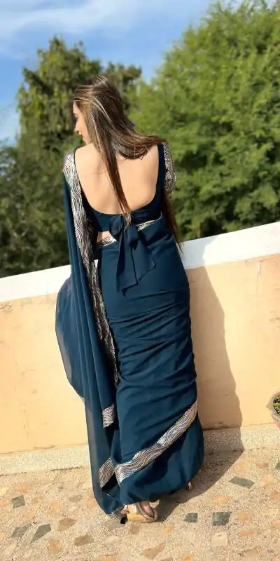 JR 579 Peacock Blue Color Georgette Sequence Work Lace Saree Casual, Wedding, Festive, Events . Expected Delivery  4-6 Working Days @1599/- only                                                                                                                                             | Embroidered Sarees, Bollywood Sarees, Creative Sarees, Designer Sarees, Ethnic Saree, Modern Digital sarees, Party Wear Sarees, Sarees