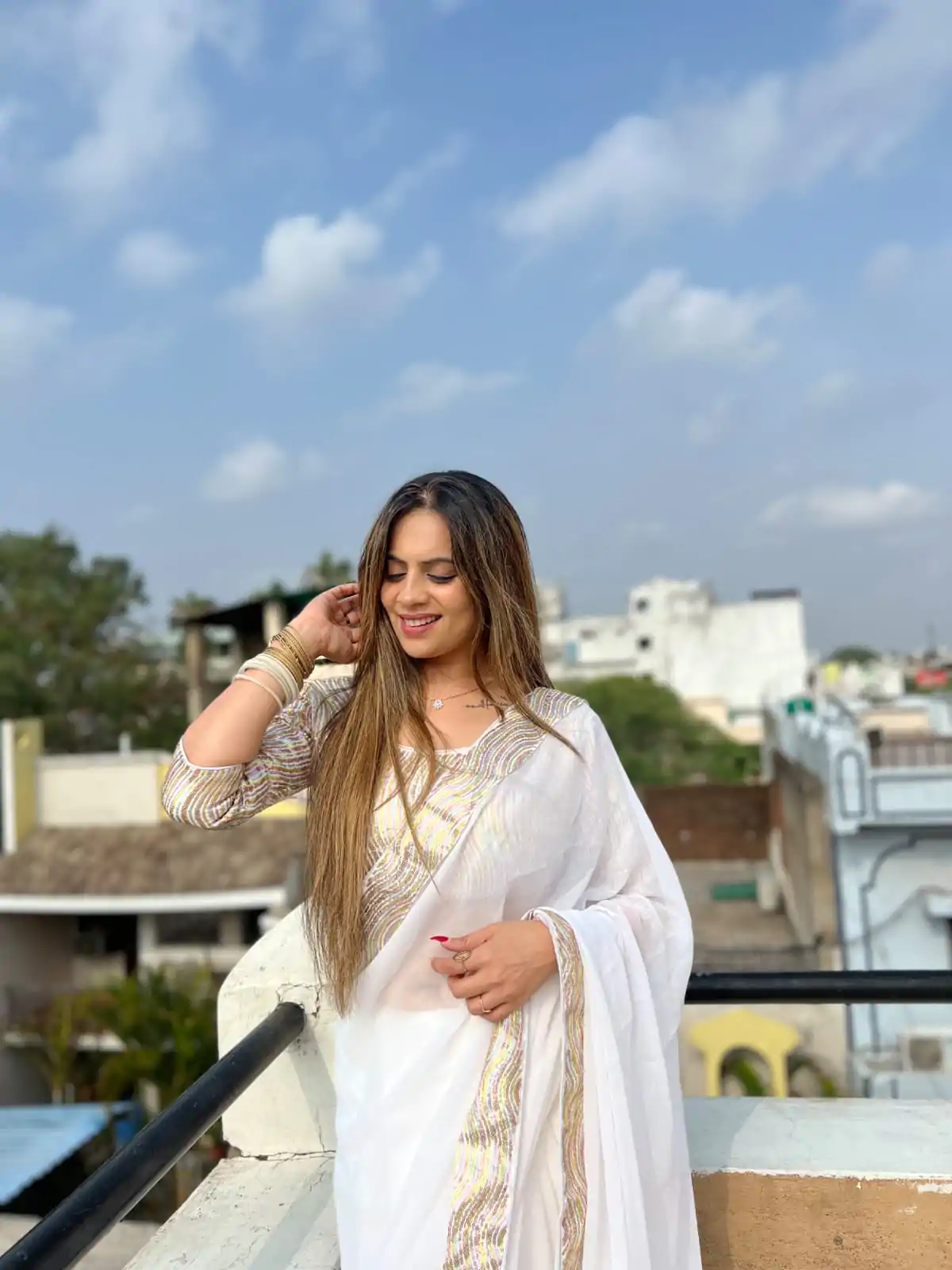 JR 579 White Color Georgette Sequence Work Lace Saree Casual, Wedding, Festive, Events . Expected Delivery  4-6 Working Days @1599/- only                                                                                                                                             | Embroidered Sarees, Bollywood Sarees, Creative Sarees, Designer Sarees, Ethnic Saree, Modern Digital sarees, Party Wear Sarees, Sarees