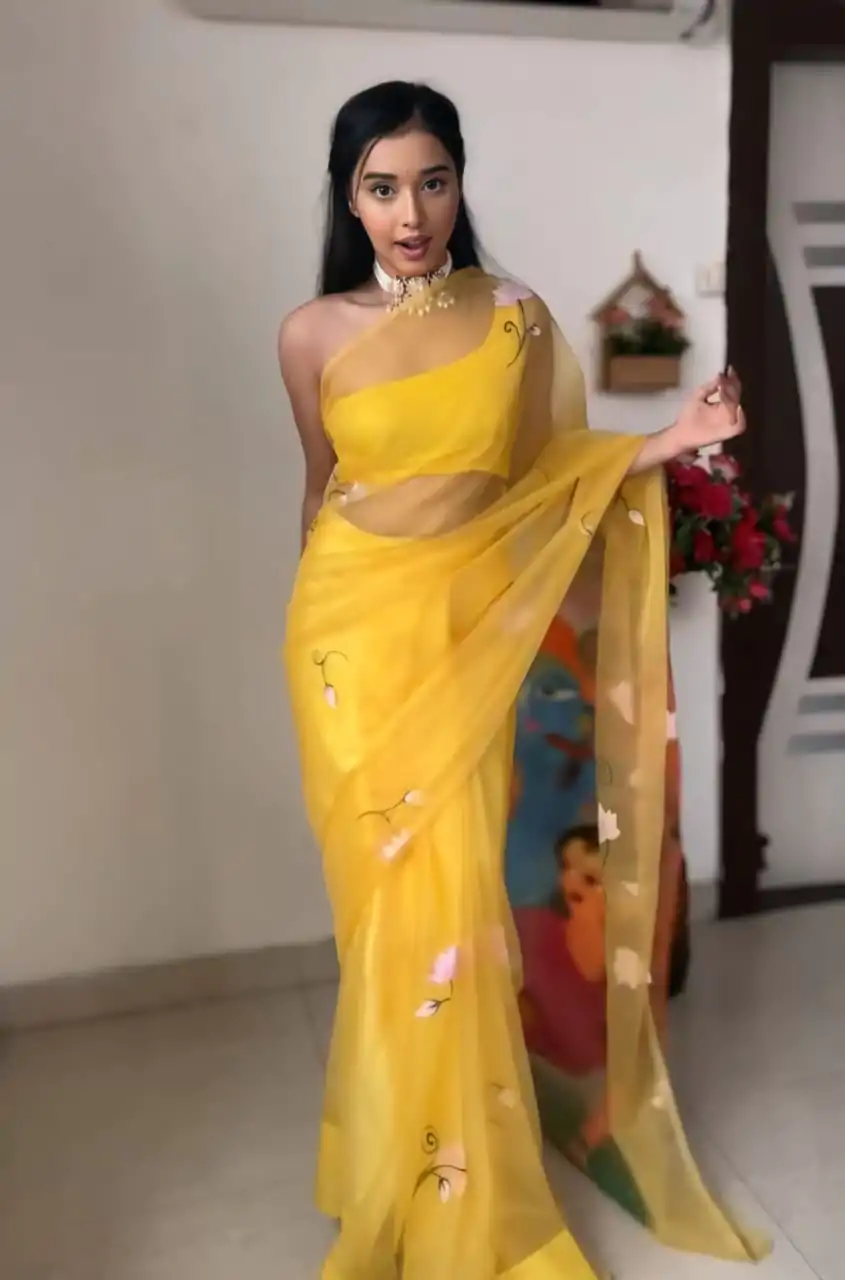 SC 237 Yellow Color Soft Organza Silk Ready To Wear Saree Casual, Wedding, Festive, Events . Expected Delivery  4-6 Working Days @1549/- only                                                                                                                                             | Embroidered Sarees, Bollywood Sarees, Creative Sarees, Designer Sarees, Ethnic Saree, Modern Digital sarees, Party Wear Sarees, Sarees