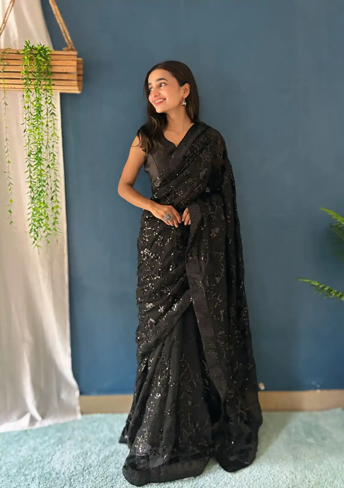 JR 629 Black Color Georgette Sequence Work Saree Casual, Wedding, Festive, Events . Expected Delivery  4-6 Working Days @1749/- only                                                                                                                                           | Embroidered Sarees, Bollywood Sarees, Creative Sarees, Designer Sarees, Ethnic Saree, Modern Digital sarees, Party Wear Sarees, Sarees