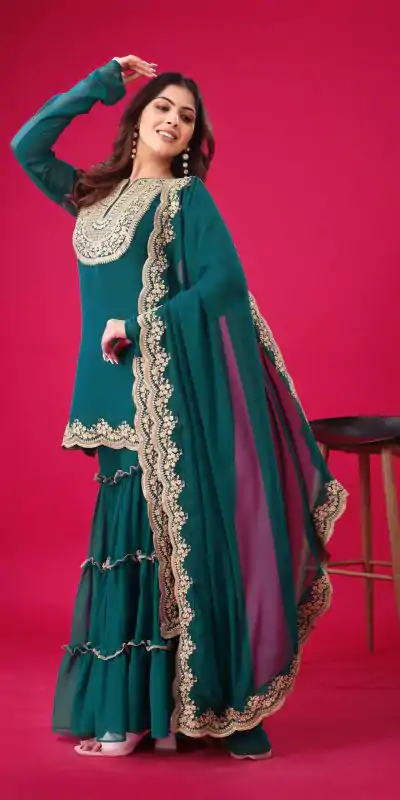 SRK 5236 Blue Color Faux Georgette Embroidery Sequence Work Salwar Suit , Wedding, Party, Festive, Events Etc.4-6 Working Days@ 2099/-only | Casual Suits, Jump Suits, Creative suits, Designer Suits, Palazzo Suits, Party Wear Suits, Patiala Suits, Salwar suit, Straight Suits