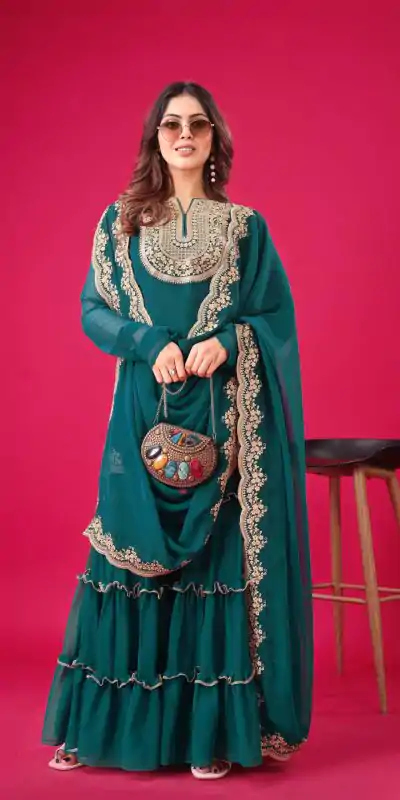 SRK 5236 Blue Color Faux Georgette Embroidery Sequence Work Salwar Suit , Wedding, Party, Festive, Events Etc.4-6 Working Days@ 2099/-only | Casual Suits, Jump Suits, Creative suits, Designer Suits, Palazzo Suits, Party Wear Suits, Patiala Suits, Salwar suit, Straight Suits