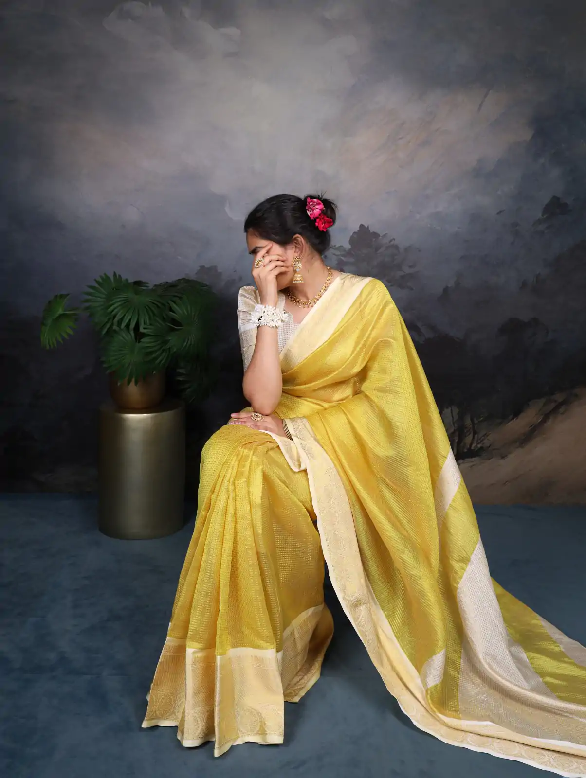 YNF 7403 Yellow Color Jacquard Chex Zari Weaving Work Saree Casual, Wedding, Festive, Events . Expected Delivery  4-6 Working Days @1499/- only                                                                                                                                             | Embroidered Sarees, Bollywood Sarees, Creative Sarees, Designer Sarees, Ethnic Saree, Modern Digital sarees, Party Wear Sarees, Sarees