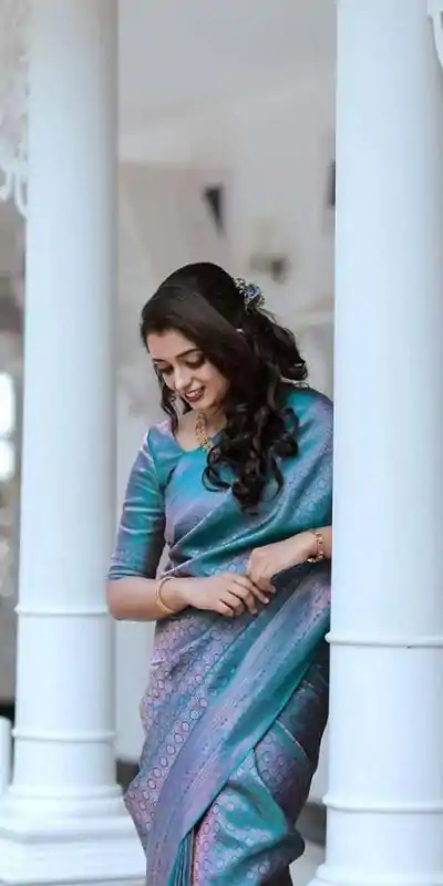 KP 5016 Blue Color Soft Litchi Silk jacquard Work On All Over Saree Casual, Wedding, Festive, Events . Expected Delivery  4-6 Working Days @1399/- only                                                                                                                                             | Embroidered Sarees, Bollywood Sarees, Creative Sarees, Designer Sarees, Ethnic Saree, Modern Digital sarees, Party Wear Sarees, Sarees