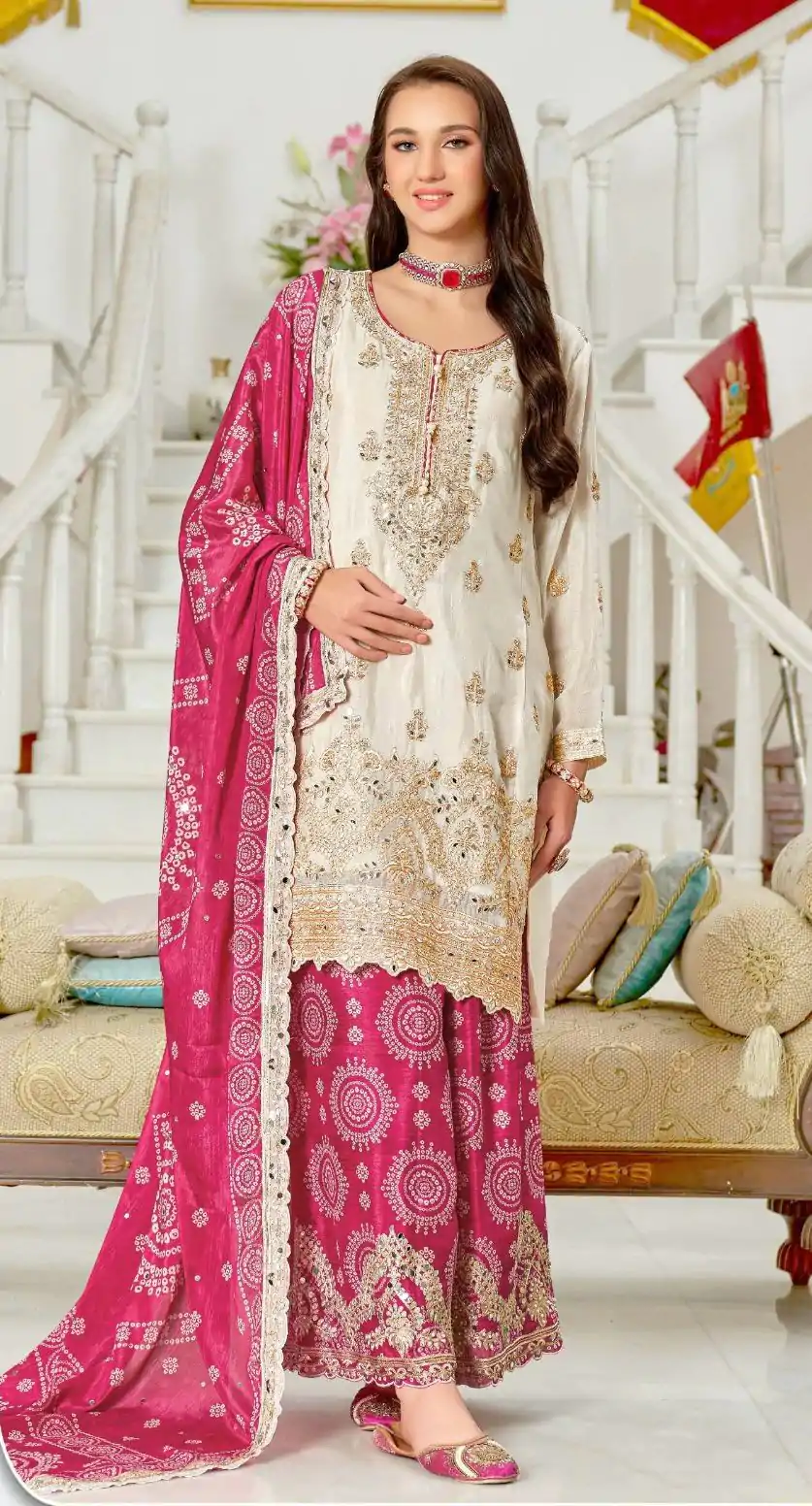 KF 1679 Pink Color Chinon Sequence Mirror Hand Work Salwar Suit Casual, Wedding, Festive, Events . Expected Delivery  4-6 Working Days @2299/- only      | Casual Suits, Jump Suits, Creative suits, Designer Suits, Palazzo Suits, Party Wear Suits, Patiala Suits, Salwar suit, Straight Suits