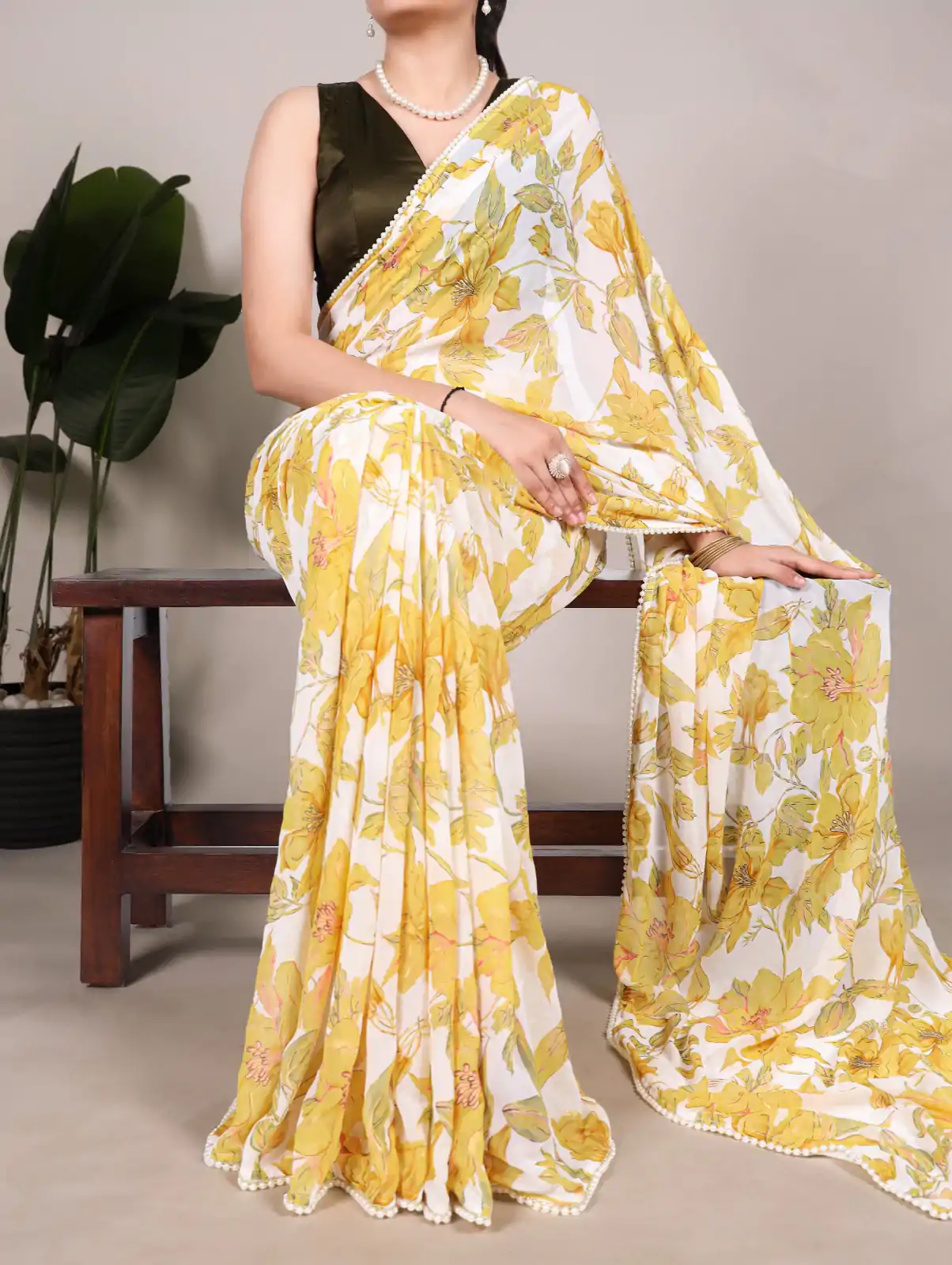 YNF 7006 Yellow Color Weightless Marble Floral Print Pearl Lace Border Saree , Wedding, Festive, Events . Expected Delivery  4-6 Working Days @1599/- only                                                                                                                                             | Embroidered Sarees, Bollywood Sarees, Creative Sarees, Designer Sarees, Ethnic Saree, Modern Digital sarees, Party Wear Sarees, Sarees